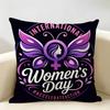 International Women's Day Cushion Cover Durable Hypoallergenic Organic Linen Pillow Cover Short Size Washable Skin-Friendly
