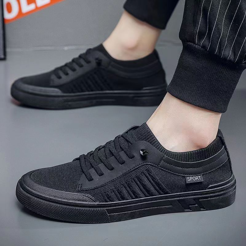 New Summer Men's Board Shoes Fashionable Outdoor Trendy Shoes Flying Woven Breathable Soft Sole Comfortable Casual Shoes