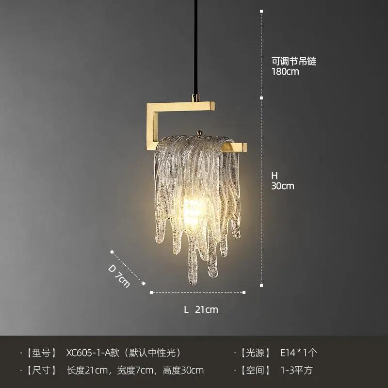 Luxury Gold Lustre Copper Crystal Pendant Lights LED E14 Modern Hanging Lamp Bedside Bedroom Model/Dining Room Kitchen Store Bar