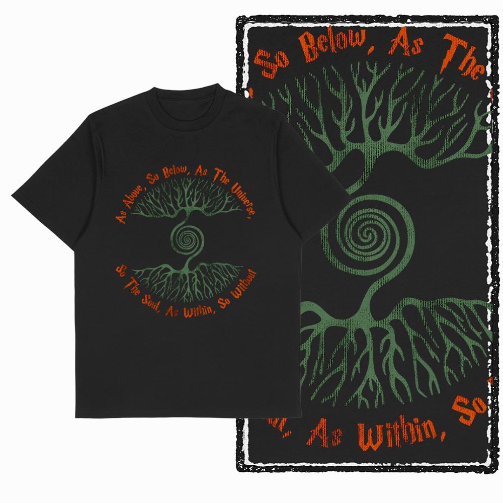 Unisexs Cool Yggdrasil Printed Vintage Graphic tshirt Big Size Cotton Black Unique Tshirt Cool Streetwear T Shirt Tee Shirt G43 S
