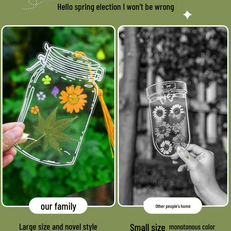 Autumn Dried Flower Bookmark Kit: Transparent Leaf Specimen with Lamination Film Stickers