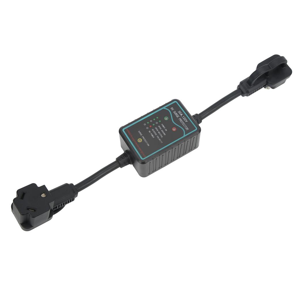 Black 30A RV Surge Protector Camper Circuit Analyzer Power Defender 2100 Joules for Trailers Trucks Yachts