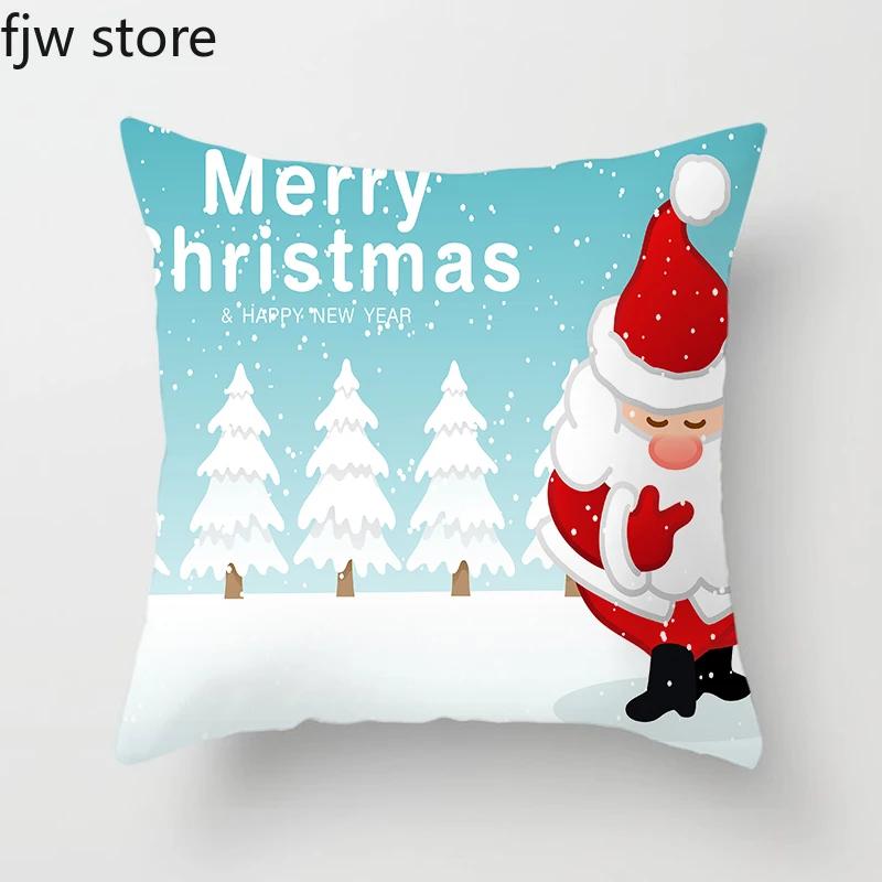 Frohe Weihnachten und Neues Jahr Dekorative Kissenhülle Heimdekoration Sofa Ornament Bürostuhl Kissenbezug 45x45cm