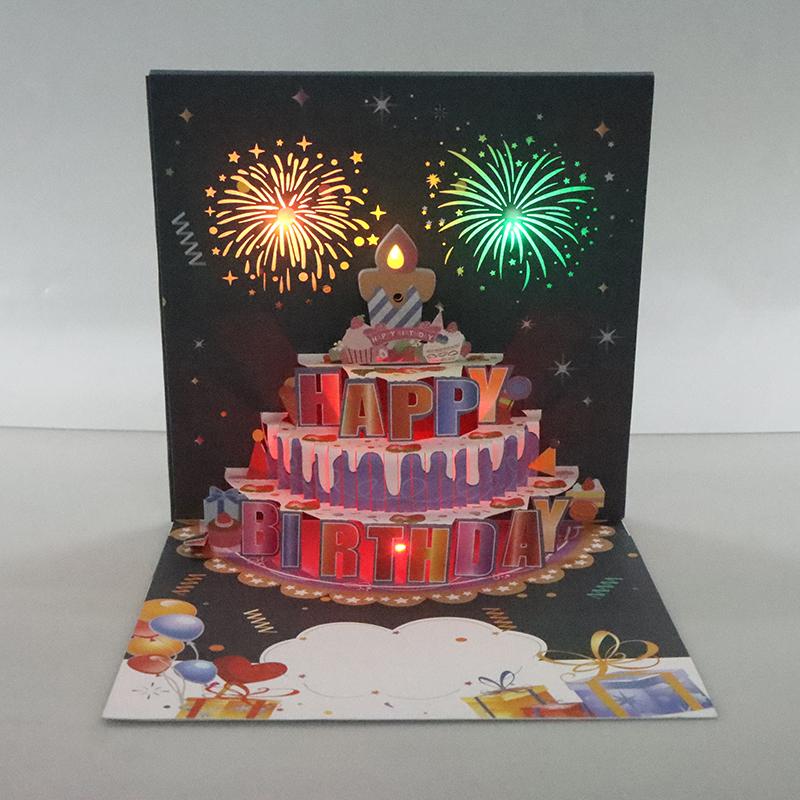 Birthday Cards Lights And Sound Pop Up Happy Birthday Card Fireworks Birthday Greeting Cards 3D Pop Up 3D With Envelope
