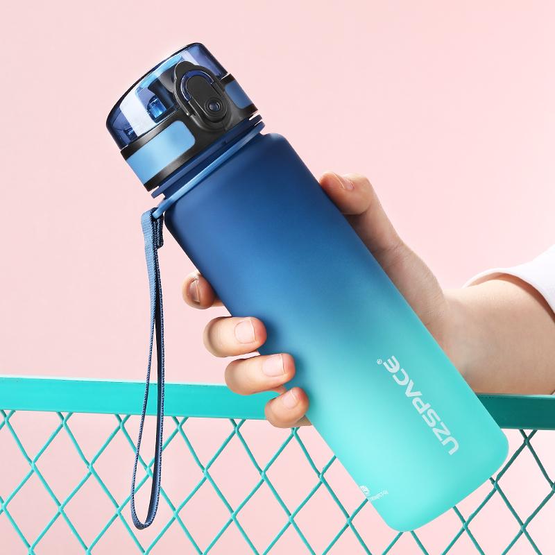 UZSPACE 500ml Sports Water Bottle Bounce Lid Timeline Reminder Leakproof Frosted Tritan Cup For Outdoor Sports Fitness BPA