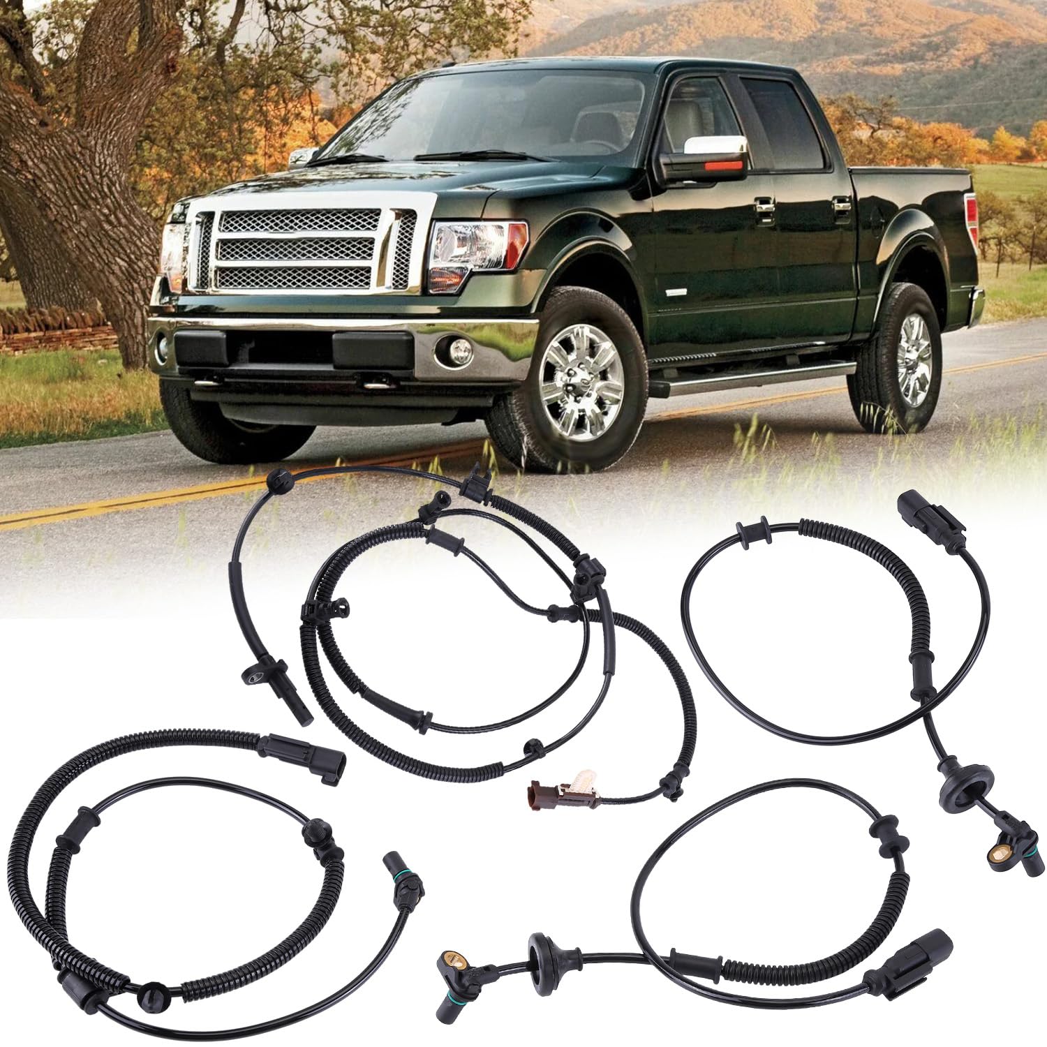 

ABS Wheel Speed Sensor Set of 4 Compatible with Ford F-150 2011 2012 2013 2014, V6 V8 3.5L 3.7L 5.0L 6.2L Replace ALS2250 BRAB420 ALS2250 BL1Z2C190A