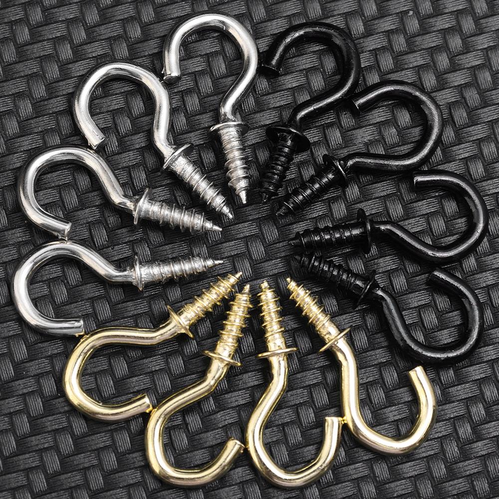 1000/50Pcs Mini Screw Hook Multifunctional Wall MountIron Screw-in Hanging Plants Holder Ceiling Hooks Cabinet Keys Cup Hangers