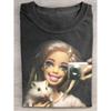 Contrastive Humorous Printed T-shirt, 220g Pure Cotton Round Neck Printed Short Sleeved T-shirt, Men's Fashionable Casual Pure Cotton T-shirt,