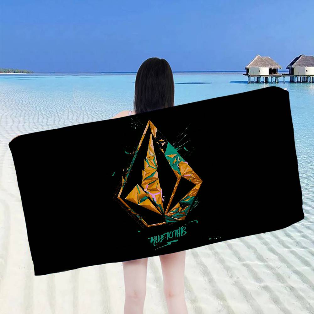 V-Volcoms LOGO Beach Towel Colorful Bath Towels for Girl Microfiber Quick Dry Sand Free Beach Yoga Spa Gym Pool