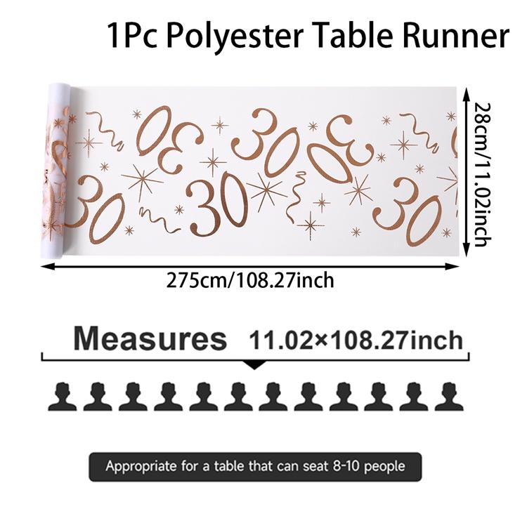 18 30 50 60 70th Birthday Table Runner Birthday Table Party Supplies Rose Gold Hot Stamping Mesh Table Runner Birthday Decor