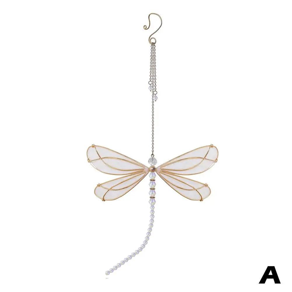 Creative Metal Wing Dragonfly Crystal Suncatcher Garden Wind Chimes Butterfly Home Decor Window Car Ornaments Premium