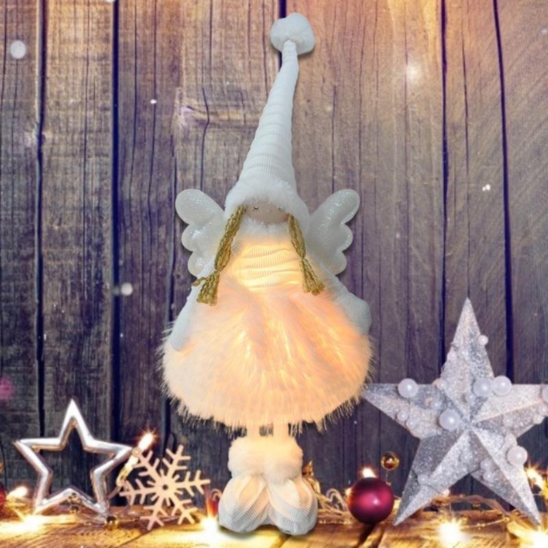 Illuminated Fabric Angel Statue Festival Tabletop Ornament Perfect For Christmas Weddings And Special Celebration