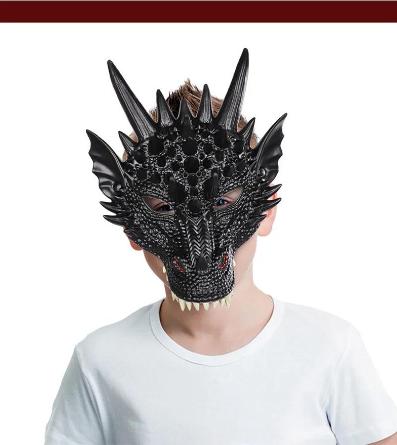 Nuova Maschera 3D Testa di Drago per Festa Festival Halloween Cosplay Animale Mezza Faccia Maschera Dinosauro Creatura Carnevale Maschera di Maschera