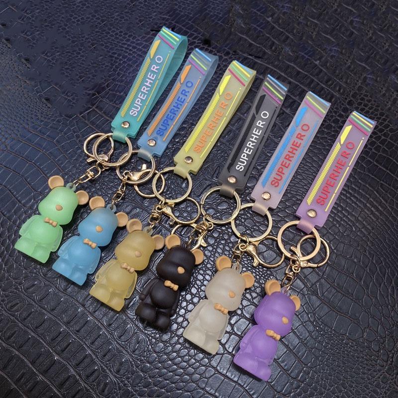 Creative Resin Transparent Crystal Palm Bear Keychain Cute Gift For Couples And Backpack Decoration