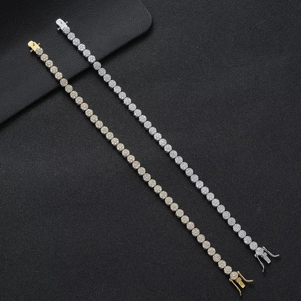 Fashion Hip Hop Jewelry Geometric Round Zircon Tennis Bracelet 5mm Bling CZ Iced Out Round Tennis Bracelet for Women and Men