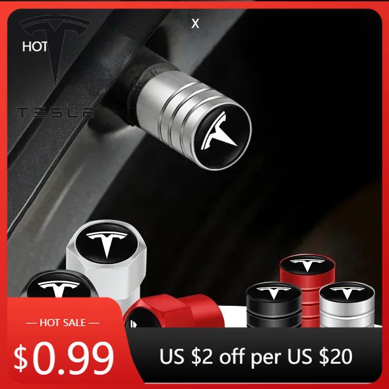 Adesivo per Auto 2025 Caldo 4 Pezzi Lega Tappo Valvola Auto Valvole Ruota Copripolvere Accessori Pneumatici Per Tesla Model 3 S X Model Y Cybertruck