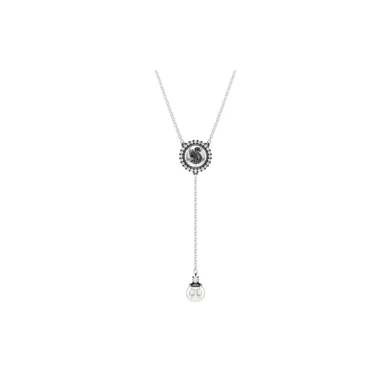 Swarovski Swan Pendant Design Cubic Zirconia Rhodium Plated Imitation Crystal Imitation Pearl Necklace Women s Silver 5681403