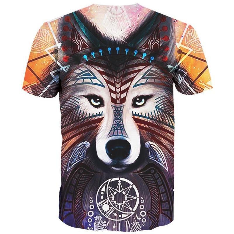 Men's 3D Printed T-Shirt Short Animal Wolf Print Sleeve O-Neck Pullover casual top