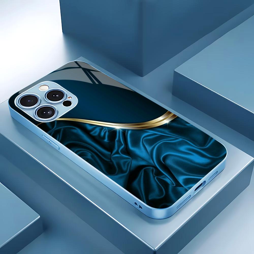 Business Blue Texture Man Protect PhoneCase Glass PhoneCase for iPhone 17 16 15 14 13 12 11pm Pro Plus Dropresistant Cellphone