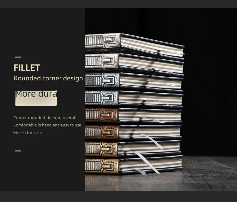 Retro Europeisk Drakrelief Metallanteckningsbok, Dinosauriedesign