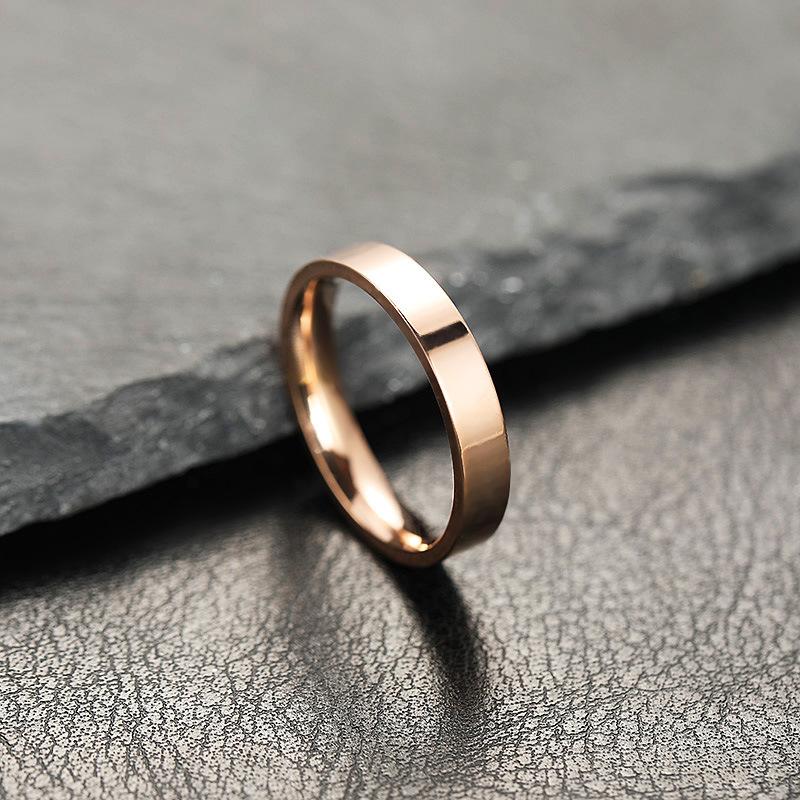 Ring Women's Non-fading Niche Design 4mm Bright Surface, Plain Ring Stainless Steel Jewelry Couple Ring