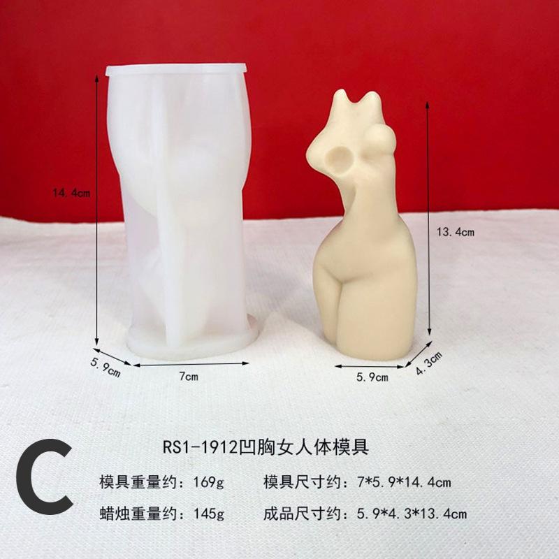 Halvkropp Kvinne Stearinlys Silikonform DIY Enkel Abstrakt Menneskekroppskunst Ornament Resin Silikonform Gipsform Såpeform