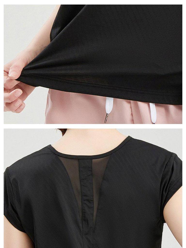 Women's Breathable Summer Sports T-Shirt - Moisture-Wicking, Round Neck, Short Sleeve, Dance & Fitness Style