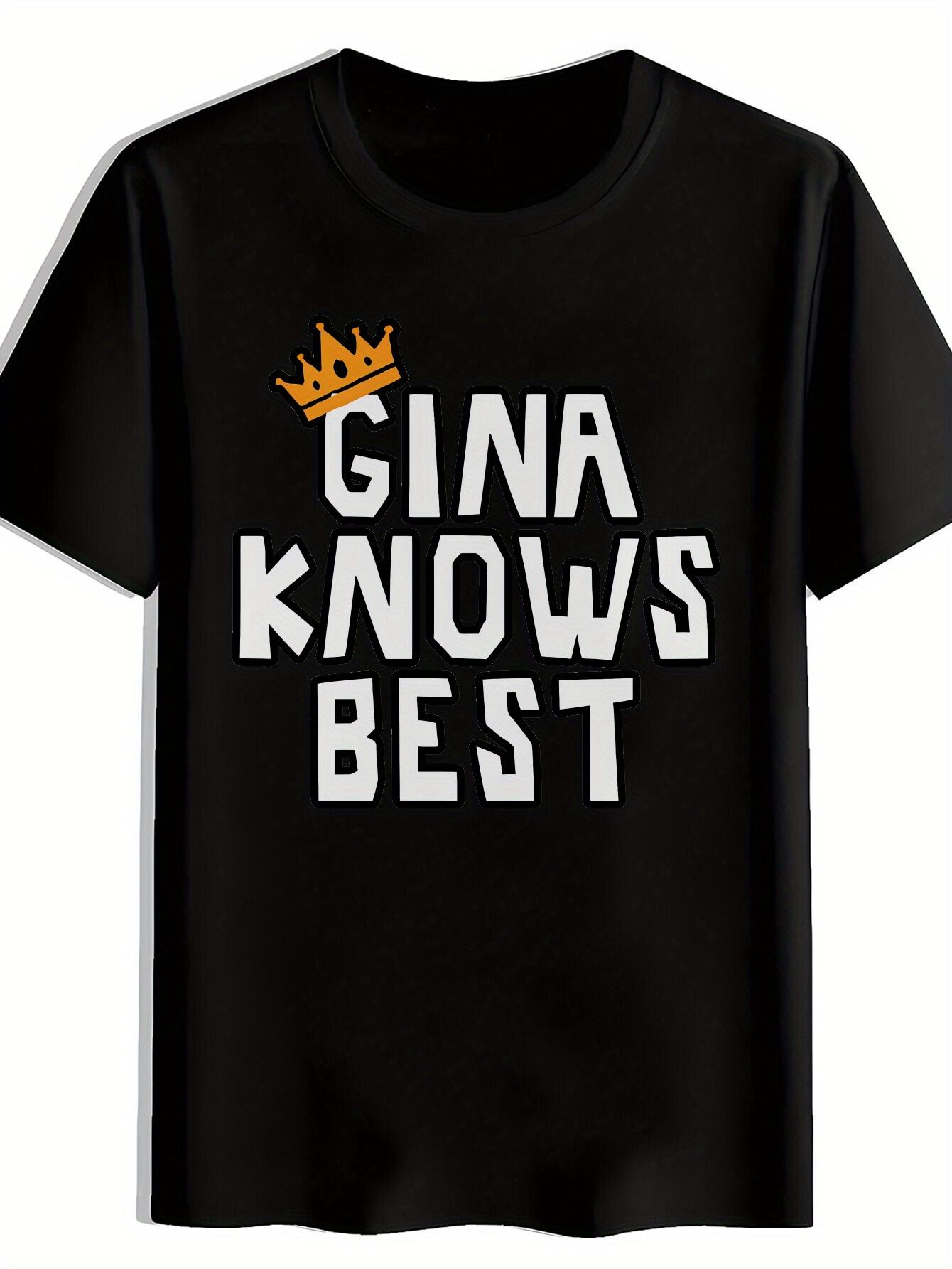 T-shirt Gina Knows Best Graphic - Casual Black Short Sleeve Tee with Crown Illustration XS