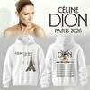 Celine Dion Paris 2026 Tour Huvtröja Unisex Pullover med Huva Vintage Konsertgrafik Streetwear Fläkt Toppar