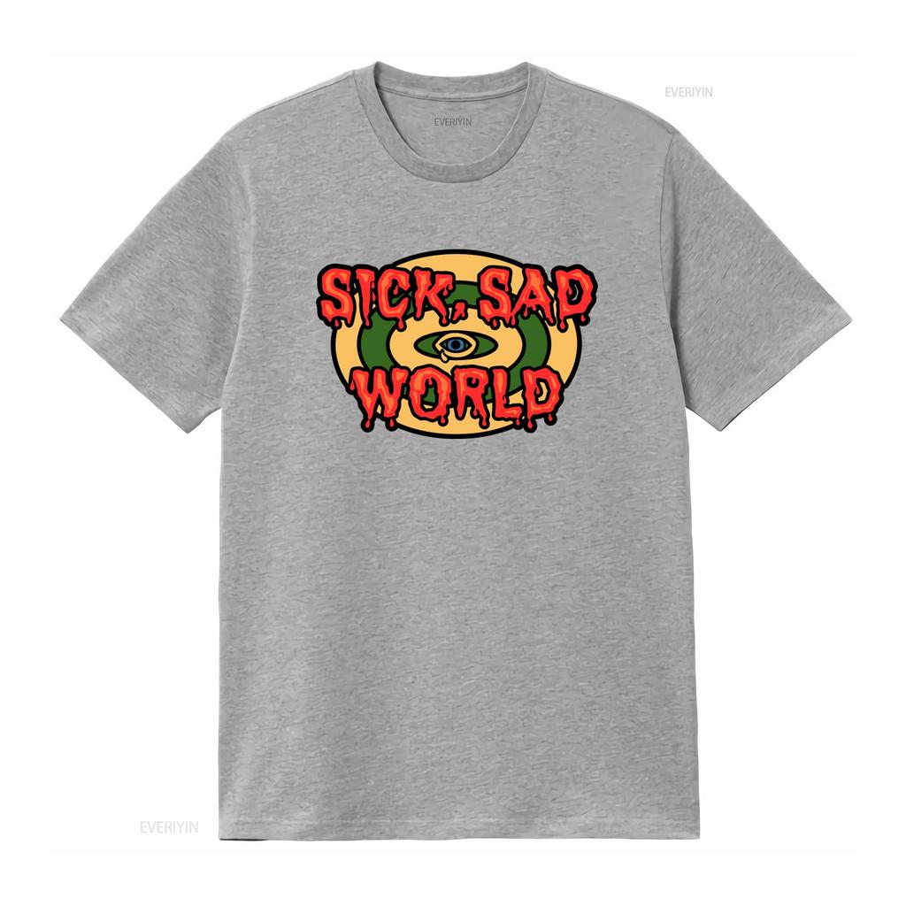 Sick Sad World T Shirt Unique Eye Design for Trendy Fashion Lovers vintage Washed Stretched Unisex Top For Everyday Wear