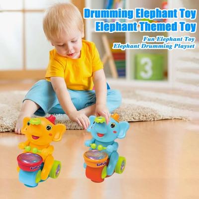 Baby Trommelnder Elefant Spielzeug mit Musik Licht Ball Pusten Laufendes Tier Auto Spielzeug Frühes Lernspielzeug Tier 6-12 Monate Säuglinge Kleinkinder Jungen Mädchen