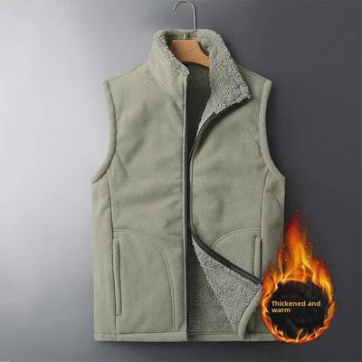 Men's Large Winter Fleece Sports Vest - Warm Plus-Size Waistcoat for Middle-Aged and Elderly