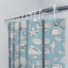 Blue Sea Shell Print Shower Curtain Set: Waterproof Fabric Decorative Home Bath Room Accessory For Bathroom Light Blue