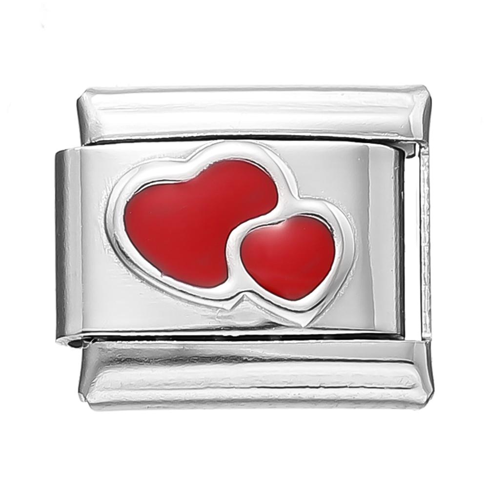 1pcs Fashion 3 Styles Heart Love Charms Italian Links Fit 9mm Bracelet Stainless Steel DIY Making Women Jewelry