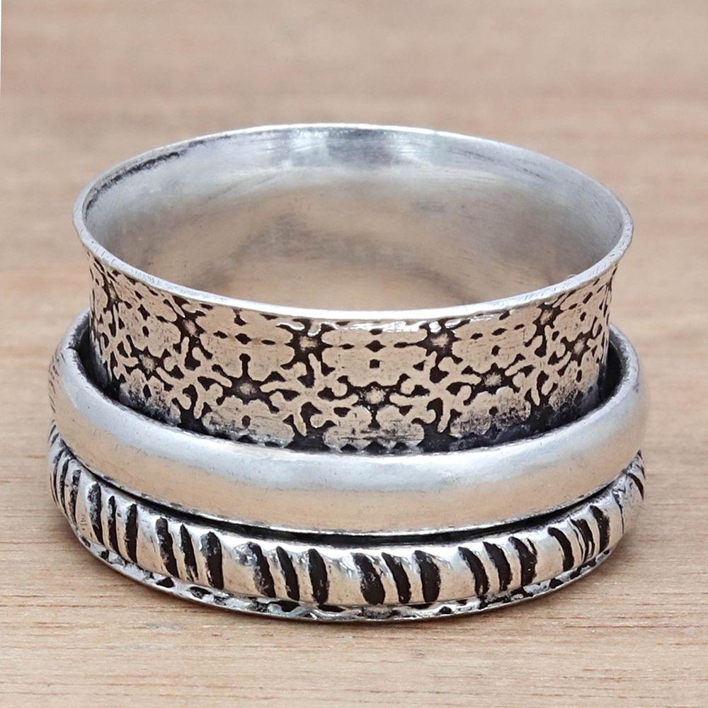 Silver Spinner Ring For Women Four Spinner Ring Fidget Silver Jewelry Ring"7"