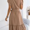 2026 Spring/Summer Women's Stand up Collar Ruffle Lace Waist Shirt Skirt S-XL