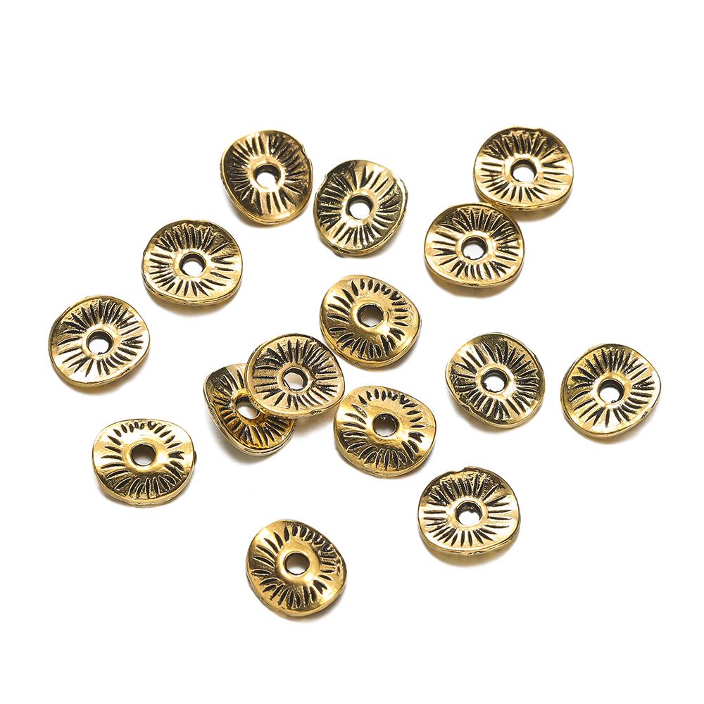 50pcs 7.5x8.5mm Round Curved Brushed Disks Spacer Beads for Bracelet Necklace Jewelry Making Accessories Supplies