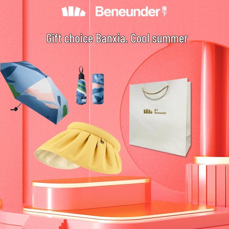 Beneath the Banana 5-Fold UV Umbrella & Shell Sun Hat Set