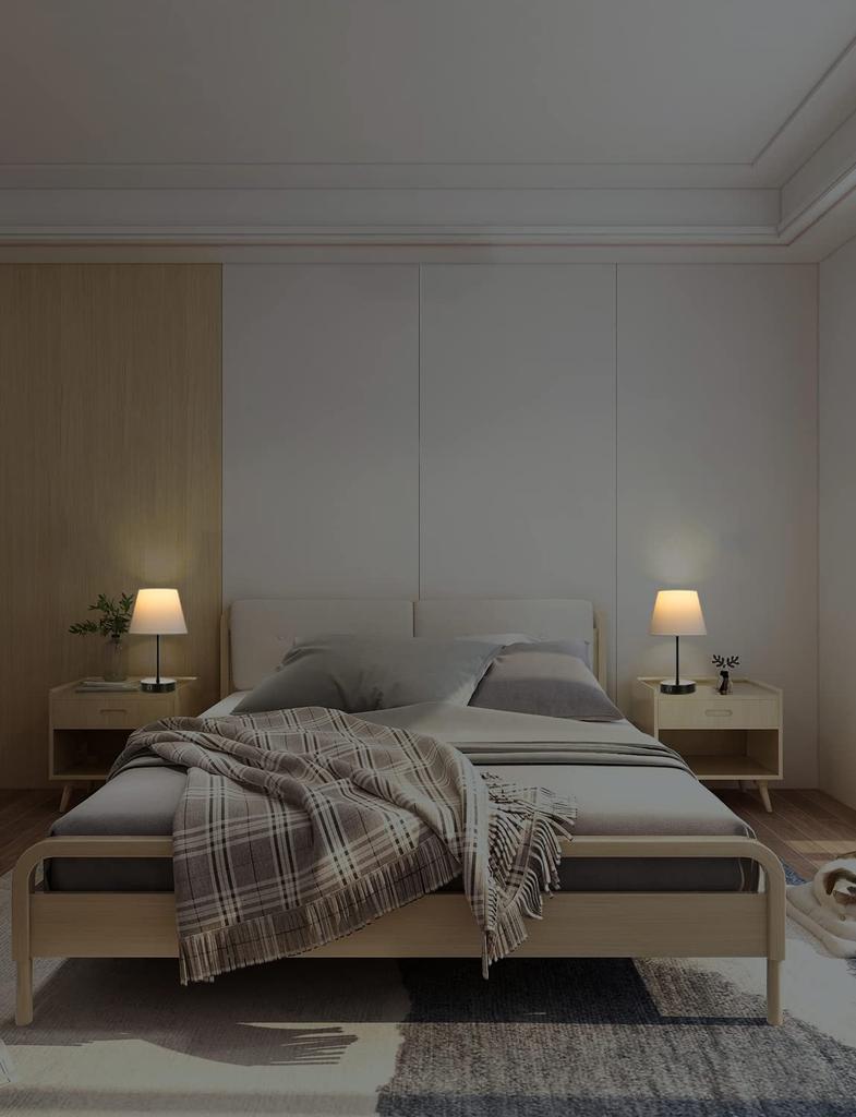 Japanese-style Table Lamp, Indirect Lighting, Stylish Stand Light, Bedside Lamp, 2 USB Rechargeable LED Light, 3-Level Dimming, Suitable for Nursing