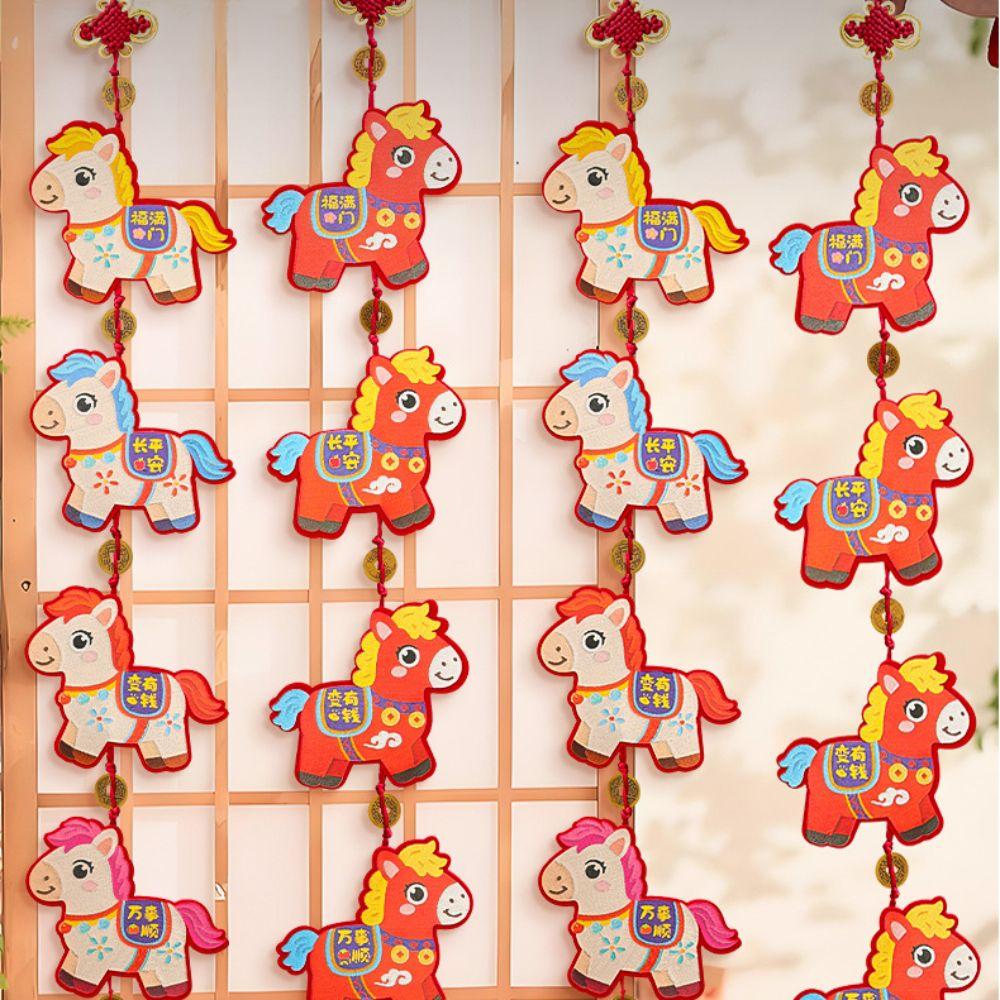 Traditional Style Spring Festival Door Decoration Cute Design Bless Words Hanging Tassel Ornament Good Luck Red Blessing