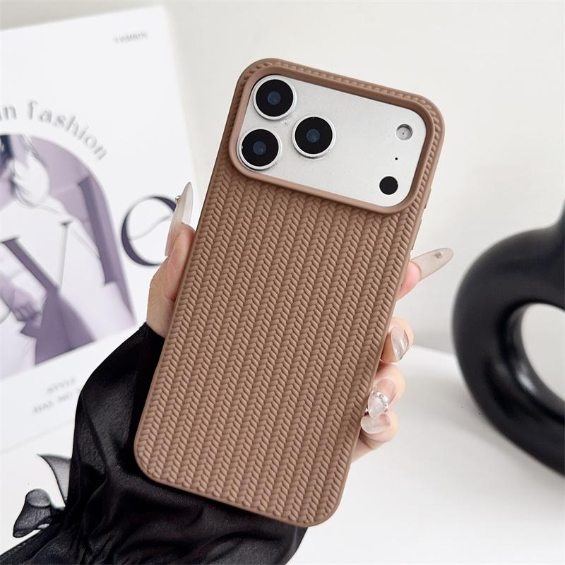 Simple Woven Matte Phone Cases For Apple iPhone 17 16 15 14 Plus 13 12 11 Pro Max Air Shockproof Soft Proteciton Non-slip Cover
