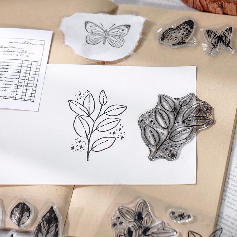 Vintage Clear Silicone Stamps, Letters Numbers Plants Landscape Postmark, Journal Diary Collage Decor Stamps