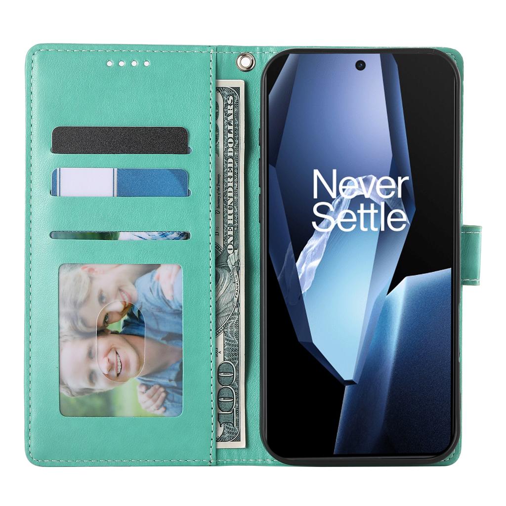 For OnePlus 13R 5G Wallet Case Butterfly Floral Imprint PU Leather Phone Cover with Wrist Strap