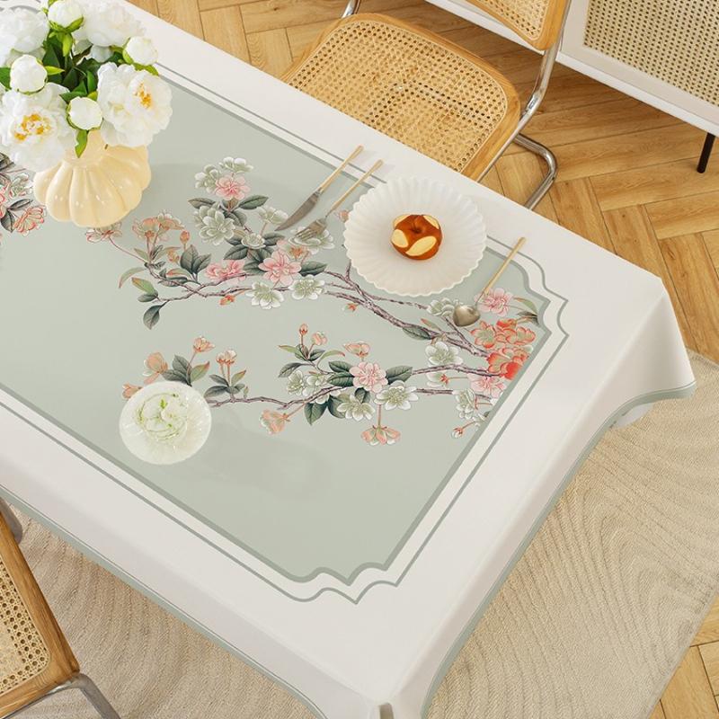 1pc Plant Printed PVC Dining Table Tablecloth Waterproof and Oil Resistant Rectangular Table Coffee Table Cloths Anti Scalding Scratch Resistant