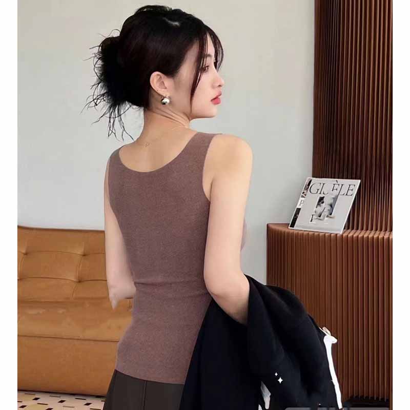 Plush Vest Women with Breast Cushion Thickened Cold Insulation Double Layer Slim Bottomed Autumn and Winter Underwear