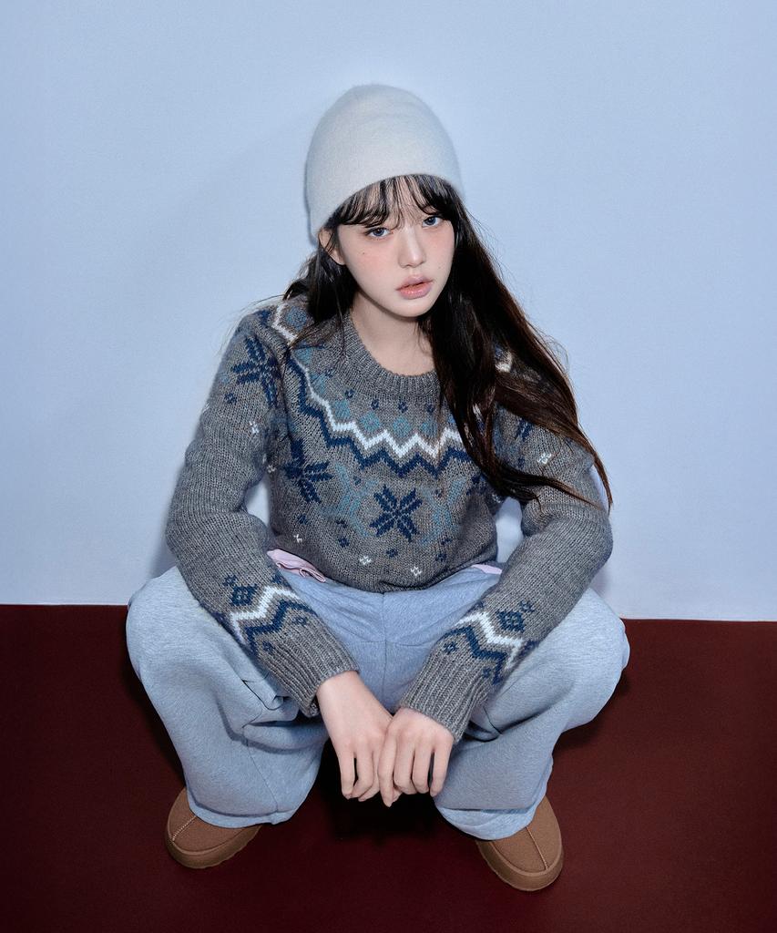 ROLAROLA Jacquard Nordic Wool Knit Gray