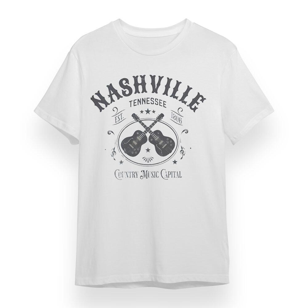 

Women s T-shirt With Nashville Music Capital Graphic White Cotton Plus Size Tee 3XL