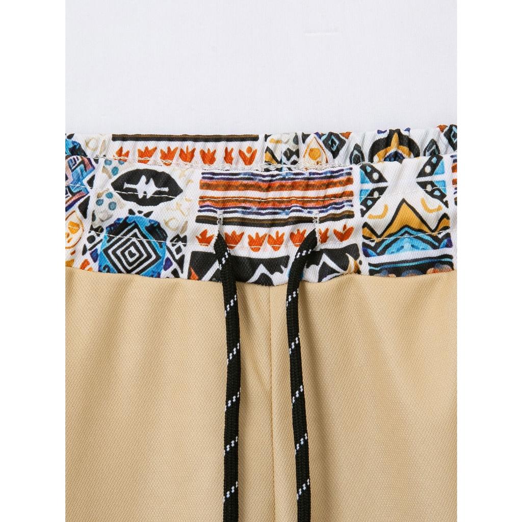 Herren grenzüberschreitender Anzug Sommer Druck Reißverschluss Farbblock kurzärmlig Shorts lässig Sport zweiteiliges Set