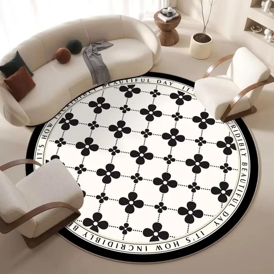 Nordic White Round Carpet Living Room Decoration Fluffy Soft Rugs for Bedroom Bedside Floor Mat Home Washable Non-slip Rug