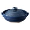 Banko Ware [Komaji] Clay Pot, Size 9 (3-4 Servings), Indigo Glaze, Suitable for Direct Flame, Approx. 27.5cm (W) X 16cm (H), Microwave and Dishwasher